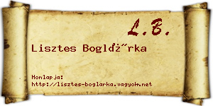 Lisztes Boglárka névjegykártya